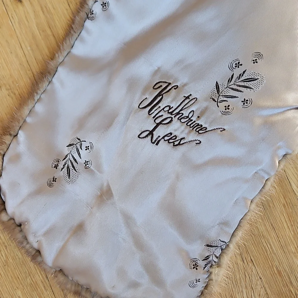 Vintage real mink shawl wrap with pockets S/M